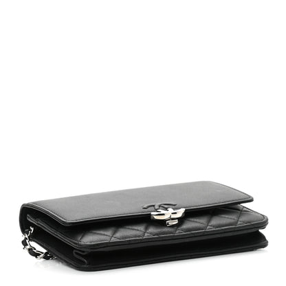 Chanel Grained Calfskin Quilted Urban Champion Wallet On Chain WOC Black 4 of 12