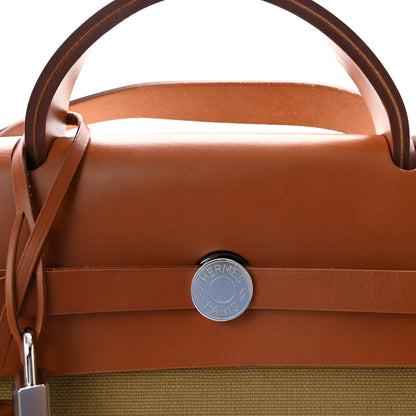 Hermes Military Toile Vache Hunter Herbag Zip Retourne 39 MM Poussiere Fauve 9 of 11