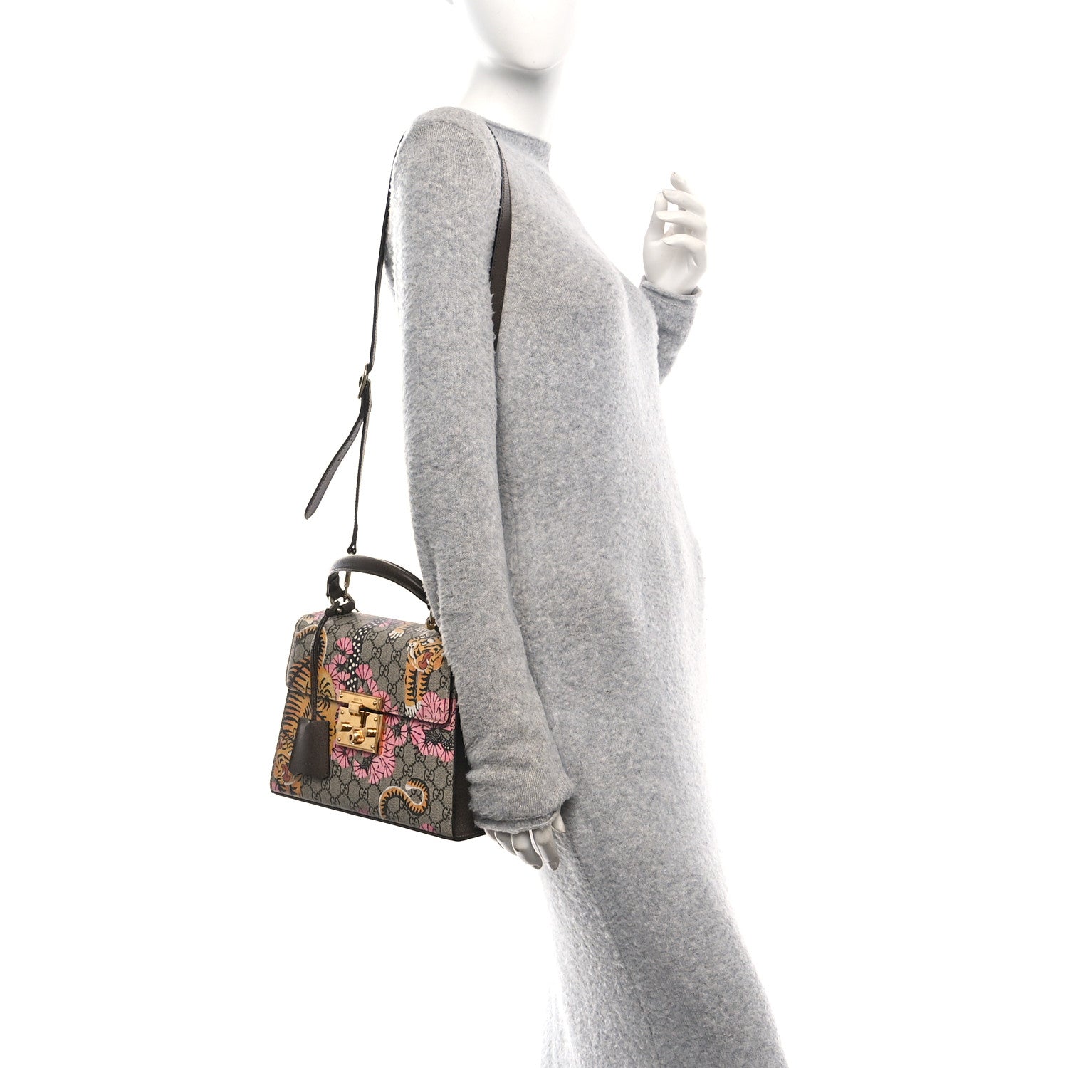 Gucci GG Supreme Monogram Bengal Small Padlock Top Handle Bag Beige Pink 2 of 12