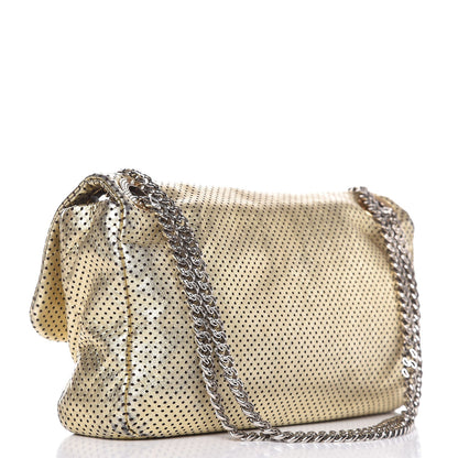 Chanel Metallic Crackled Calfskin Perforated Large Drill Flap Gold 3 of 7