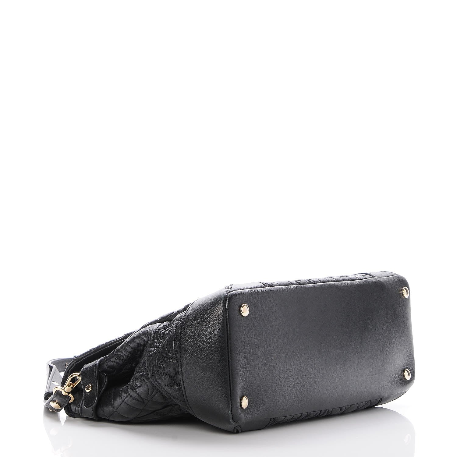 Versace Barocco Quilted Nappa Altea Vanitas Satchel Black 5 of 7