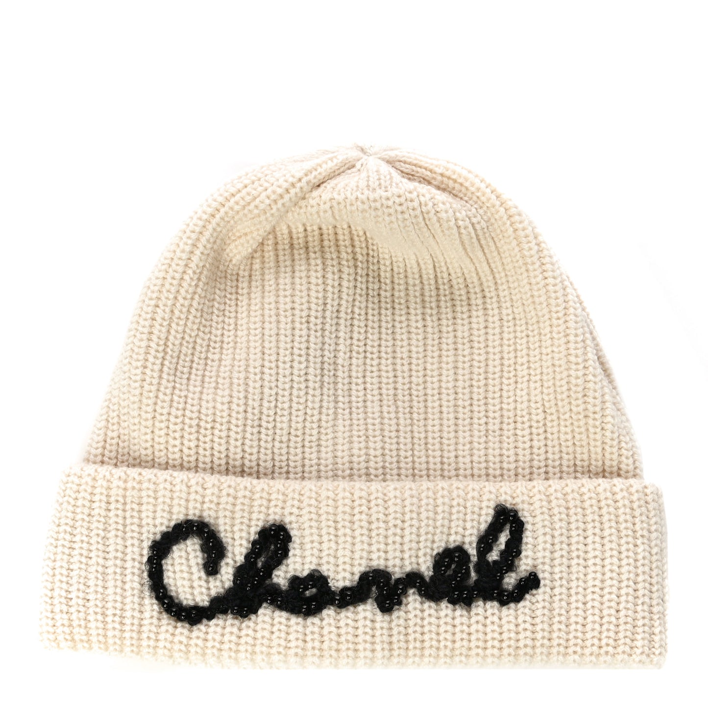 Cashmere Logo Beanie Hat White Black