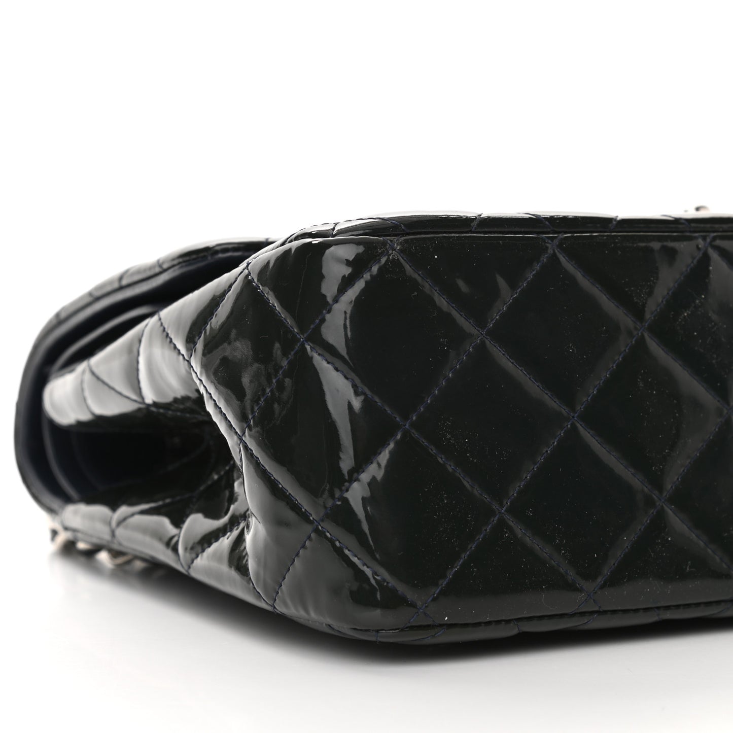 Patent Quilted Jumbo Double Flap Black