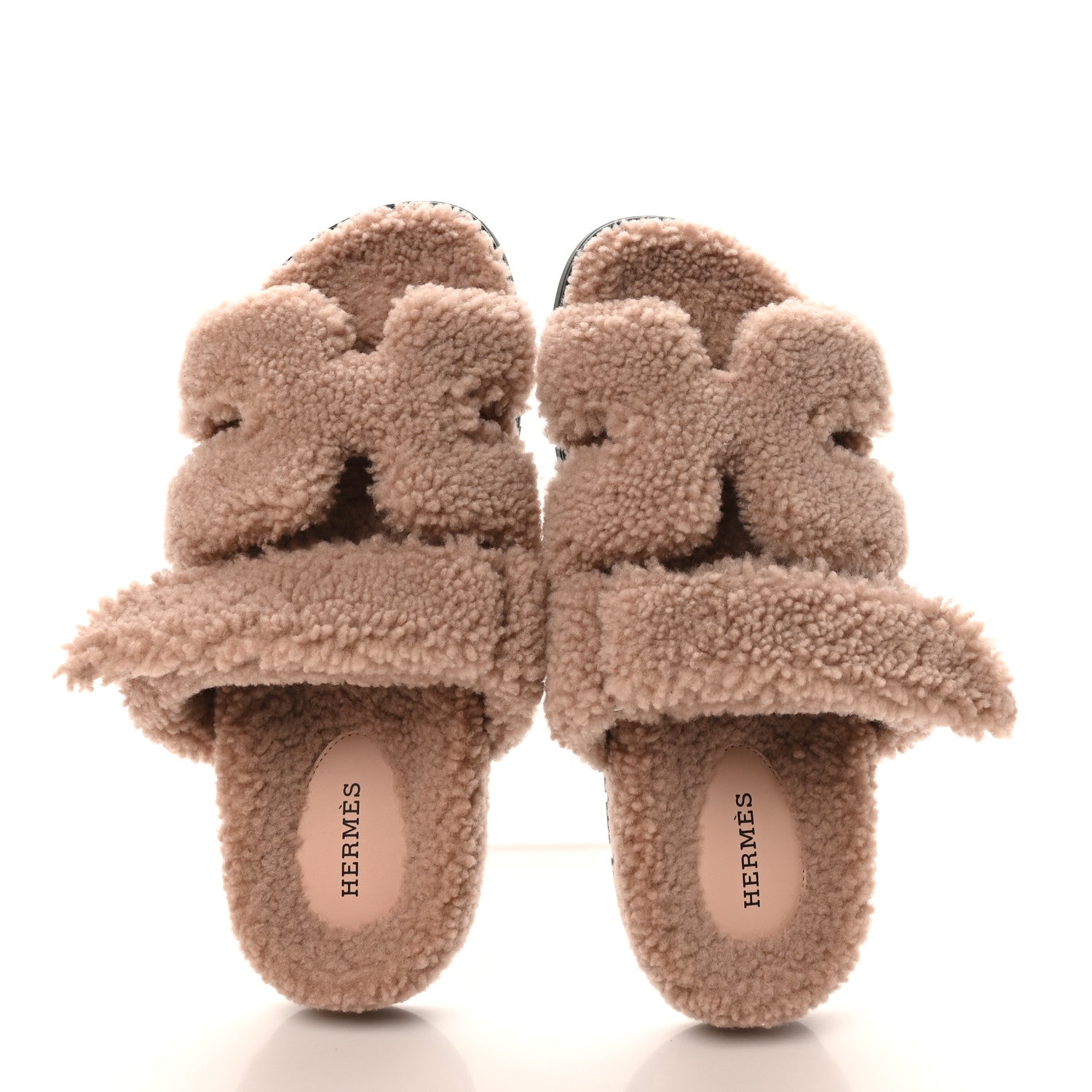 Hermes Woolskin Womens Chypre Sandals 38.5 Bois De Santal 2 of 9