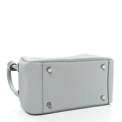 Hermes Taurillon Clemence Mini Lindy 20 Bleu Glacier 4 of 10