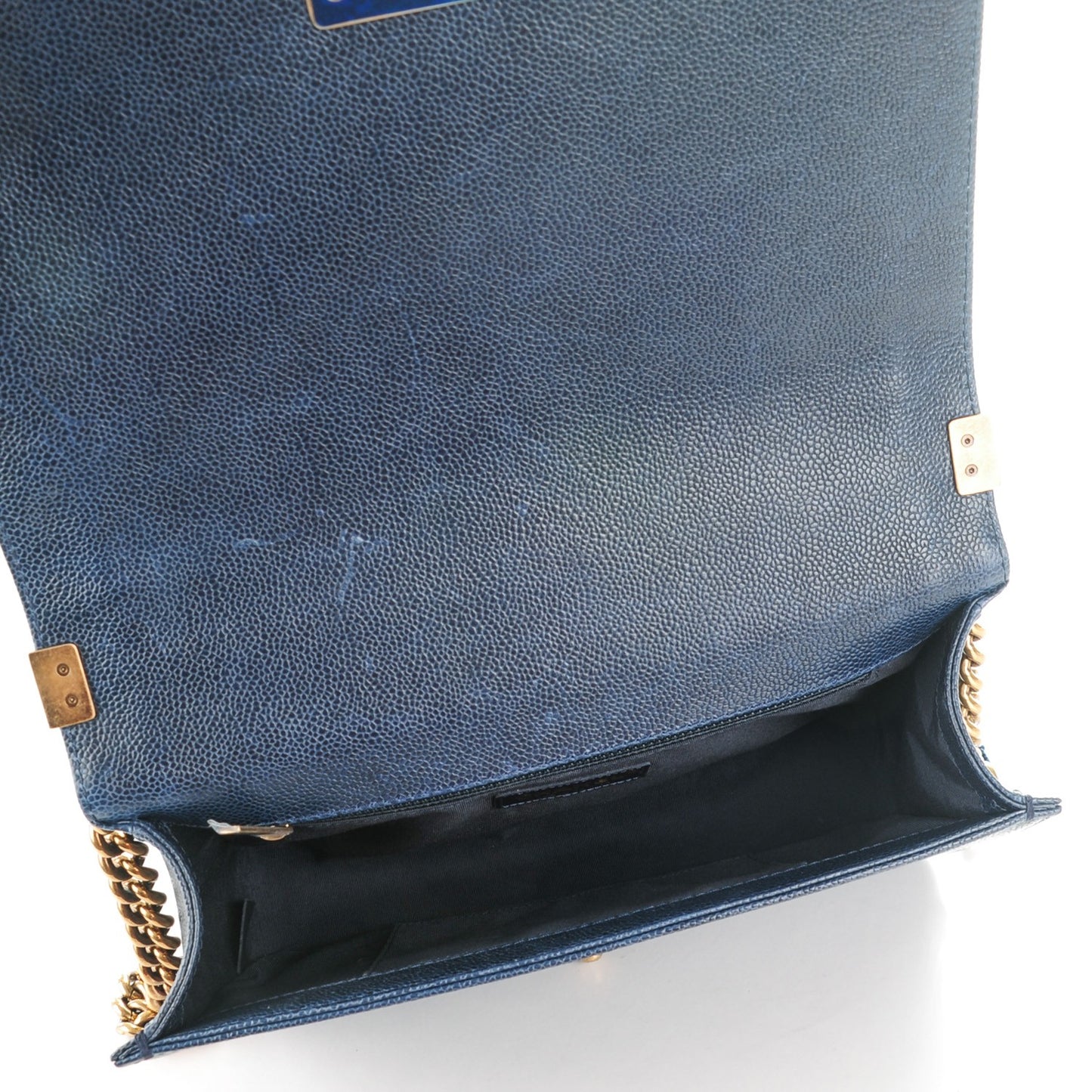 Caviar Quilted New Medium Boy Flap Dark Navy Blue