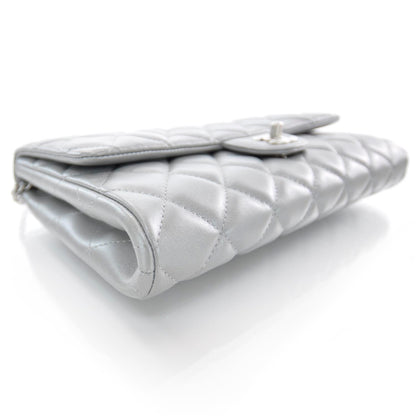 Chanel Lambskin Quilted Clutch Bag Silver 4 of 9