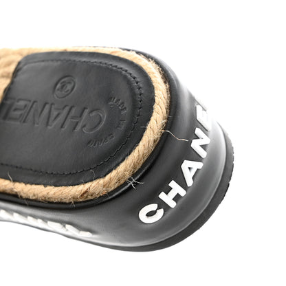 Chanel Lambskin Quilted CC Mules Sandals 36 Black White 9 of 13