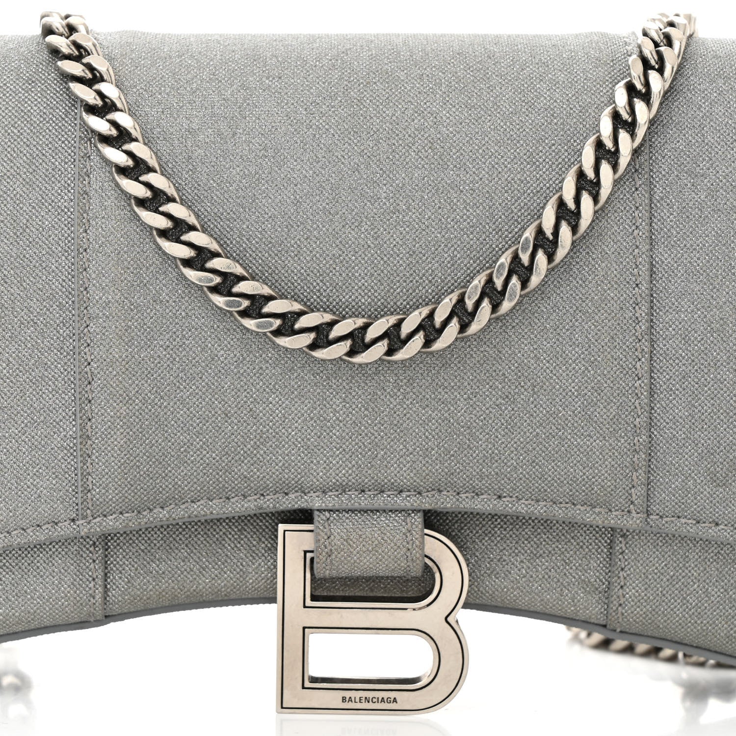 Balenciaga Glitter Fabric Hourglass Chain Bag Grey 7 of 9