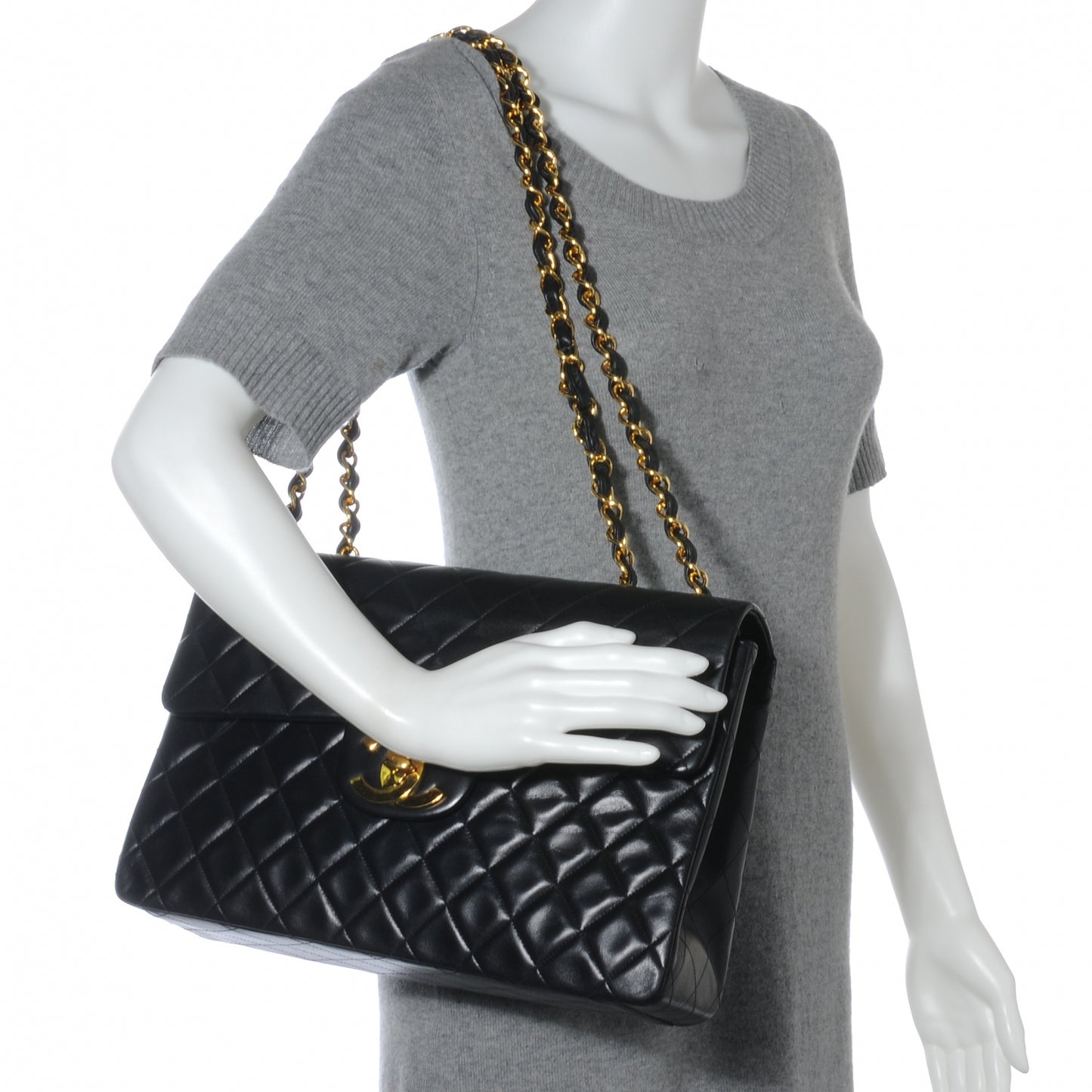 Lambskin XL Jumbo Flap Black