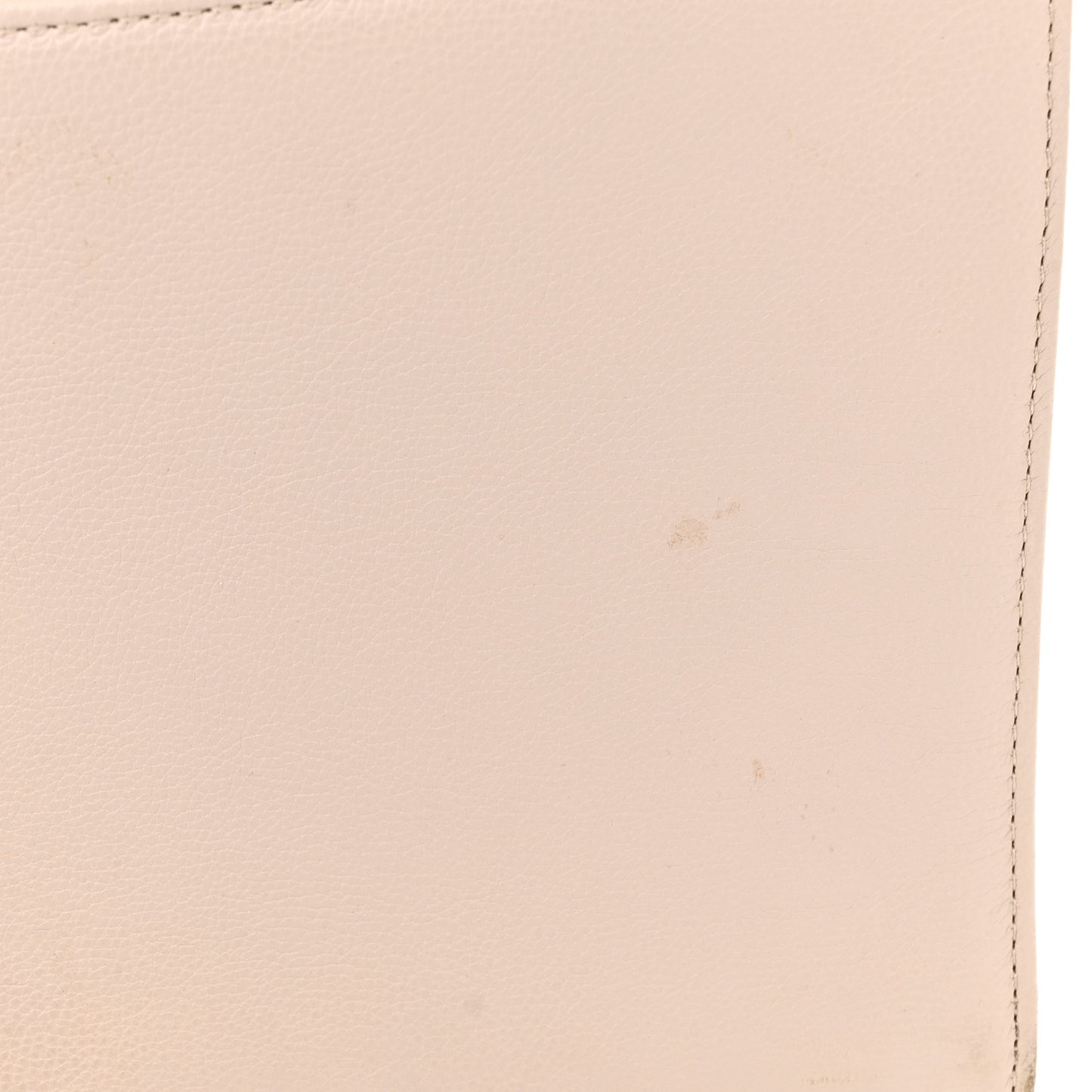 Grained Calfskin Quilted Large Label Click Flap Bag Light Beige