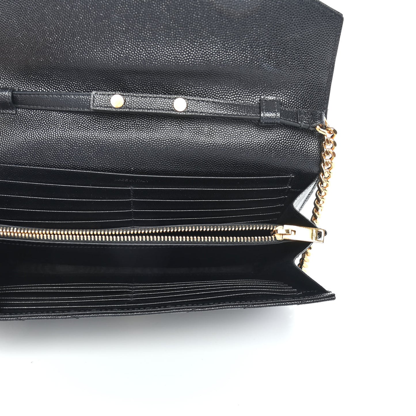 Grain De Poudre Matelasse Chevron Monogram Chain Wallet Black
