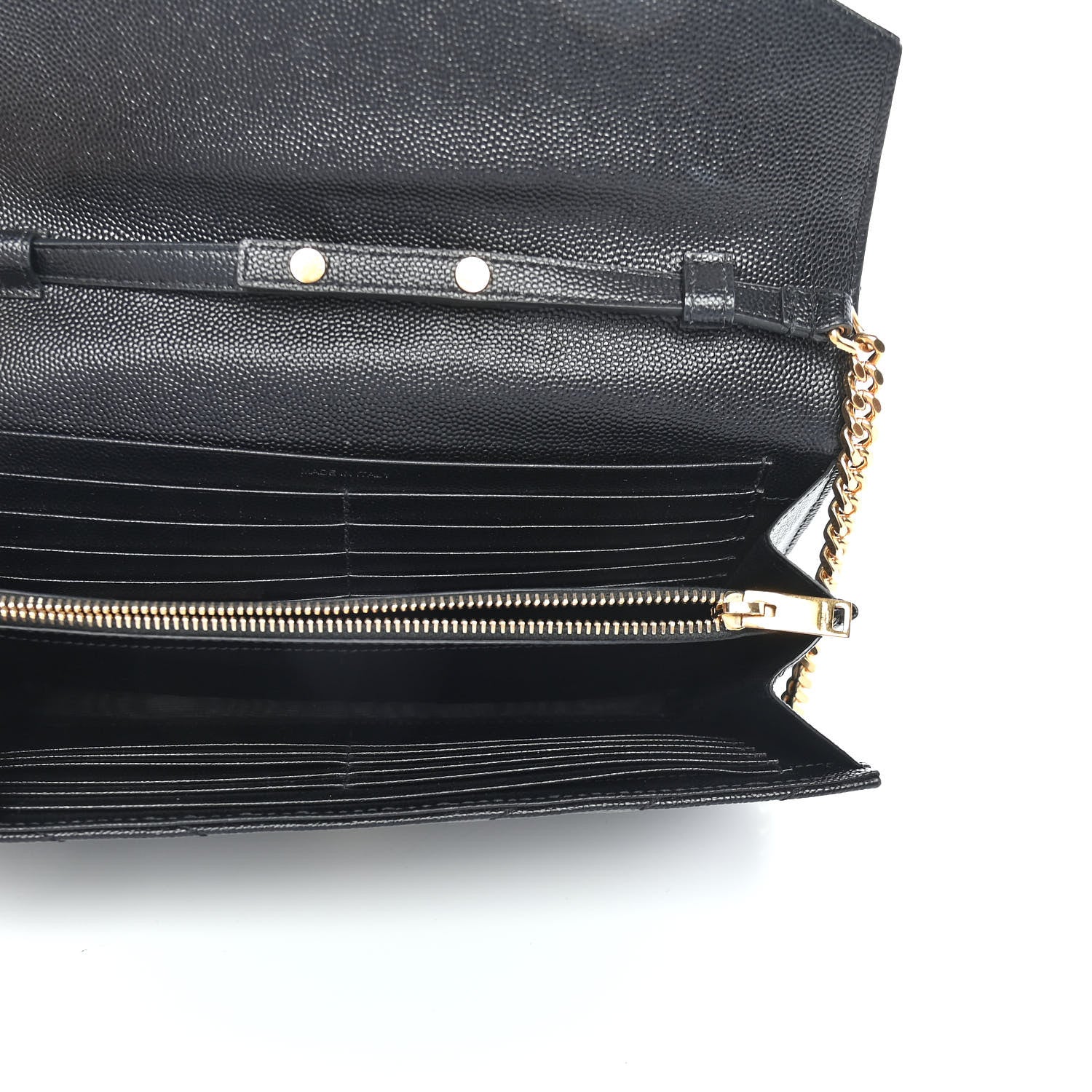 Saint Laurent Grain De Poudre Matelasse Chevron Monogram Chain Wallet Black 5 of 8