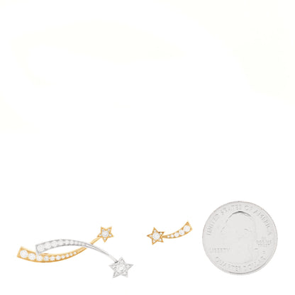 Chanel 18K Yellow White Gold Diamond Etoile Filante Earrings 2 of 5