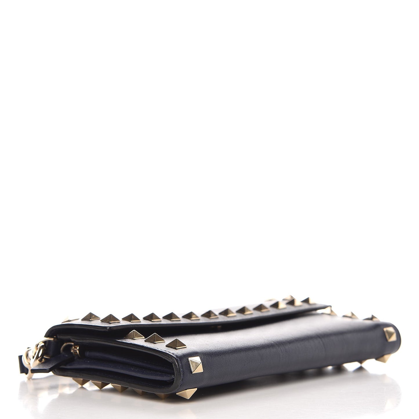 Calfskin Rockstud Wristlet Travel Wallet Marine