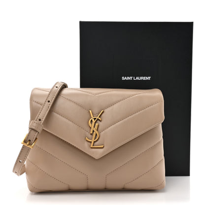 Saint Laurent Calfskin Y Quilted Monogram Toy Loulou Crossbody Bag Dark Beige 12 of 12