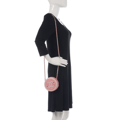 Chanel Caviar Quilted Filigree Round Clutch With Chain Pink White 2 of 7
