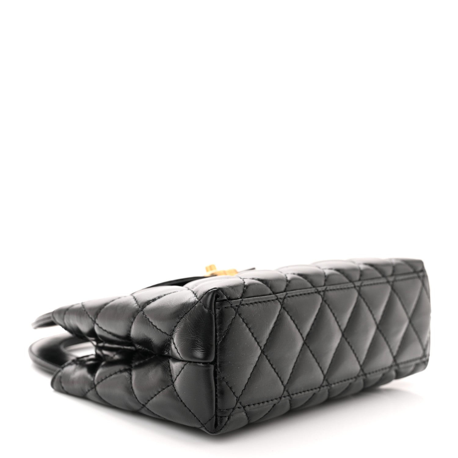 Chanel Shiny Aged Calfskin Quilted Nano Kelly Shopper Black 4 of 10