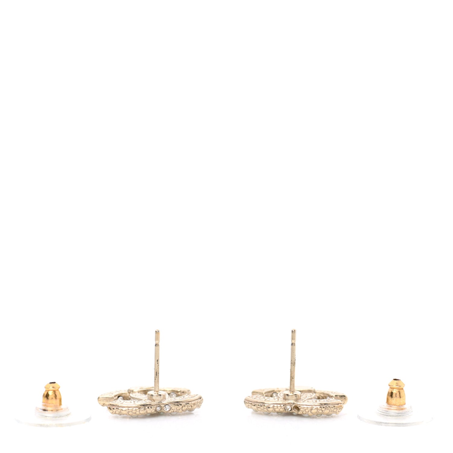 Chanel Metal Graduated Pearl Crystal CC Earrings Light Gold 3 of 5
