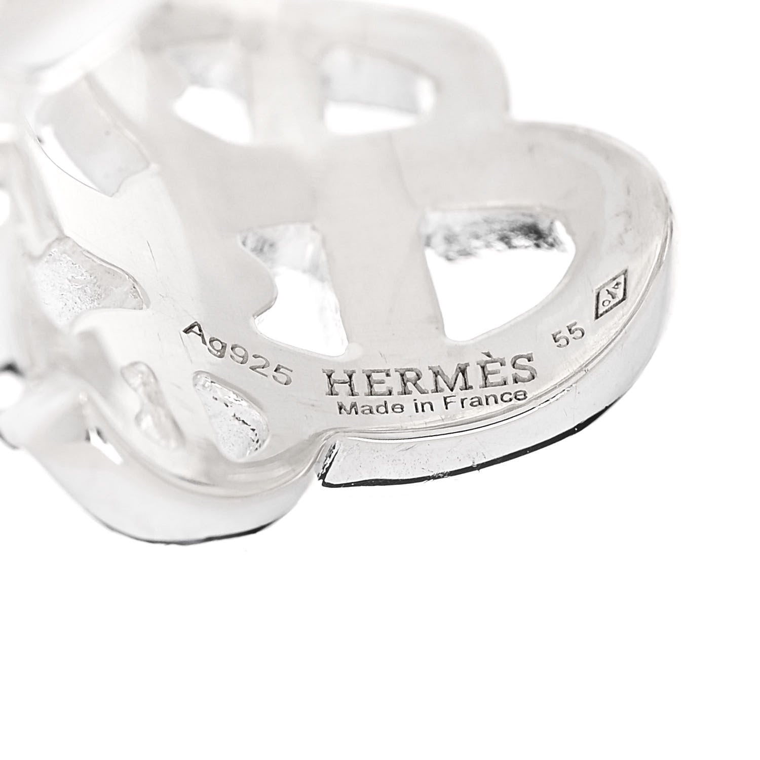 Hermes Sterling Silver GM Chaine d'Ancre Enchainee Band Ring 55 7.25 4 of 5