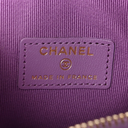 Chanel Lambskin Quilted CC In Love Heart Clutch With Chain Purple 6 of 11