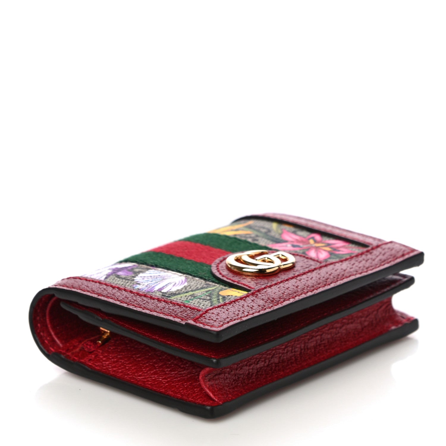 Gucci GG Supreme Monogram Flora Web Ophidia Card Case Red 4 of 11