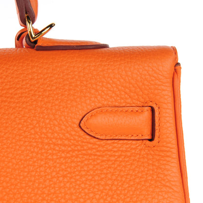 Hermes Taurillon Clemence Kelly Retourne 35 Orange 23 of 26