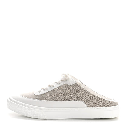 Hermes Calfskin H Canvas Keep Mule Sneakers 39 Prunoir White 1 of 12