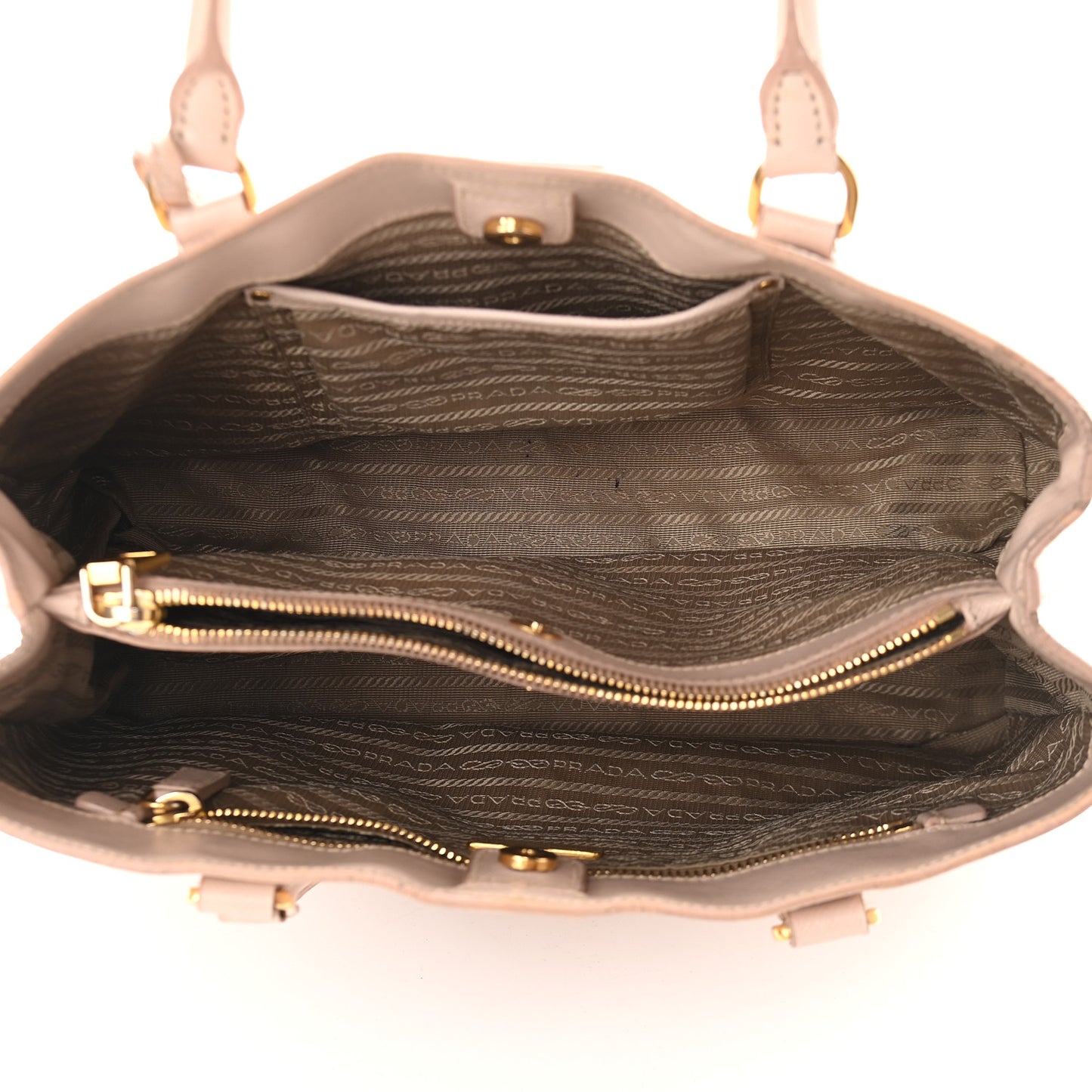 Saffiano Lux Small Double Zip Tote Cammeo