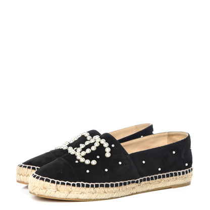 Chanel Suede Pearl CC Espadrilles 38 Black 3 of 10