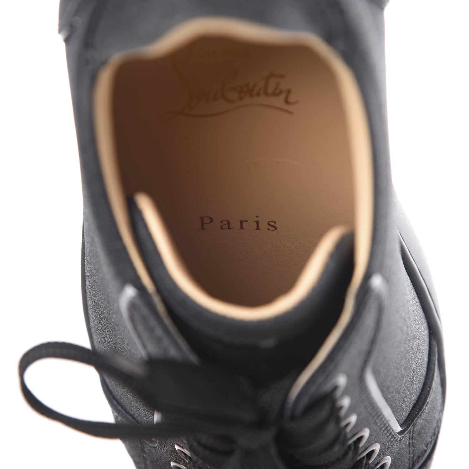 Christian Louboutin Glitter Calfskin Vieira Flat Sneakers 37.5 Black 10 of 11