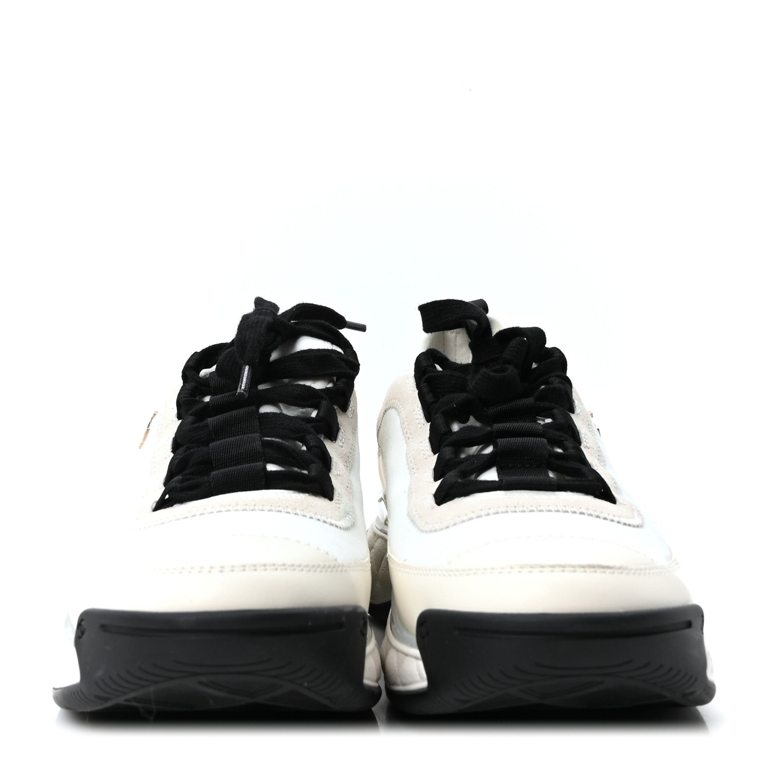 Chanel Velvet Calfskin Mixed Fibers CC Sneakers 40.5 Ivory Black 3 of 10