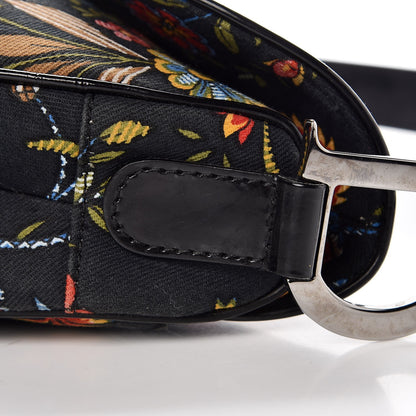 Christian Dior Canvas Floral Saddle Bag Black 12 of 13