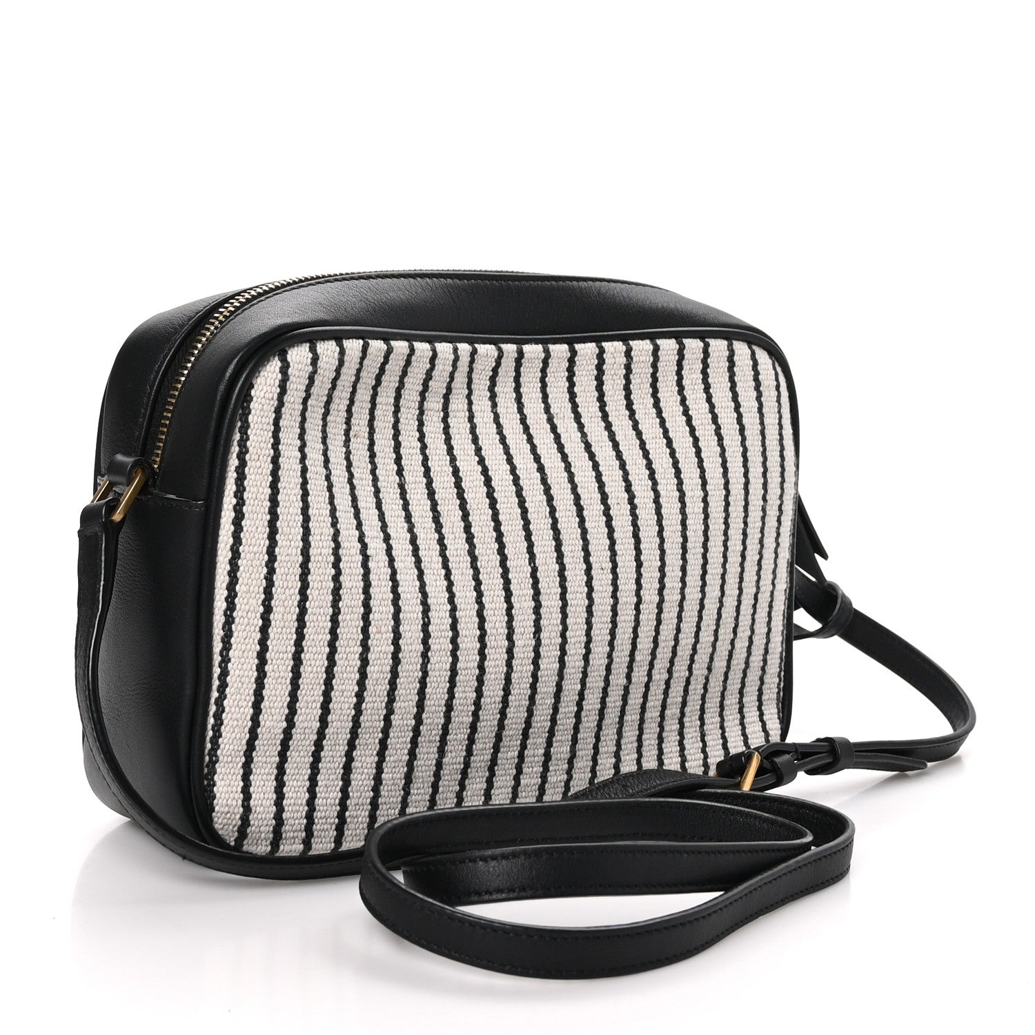 Saint Laurent Canvas Calfskin Monogram Lou Camera Bag Black Grey Cream 3 of 10