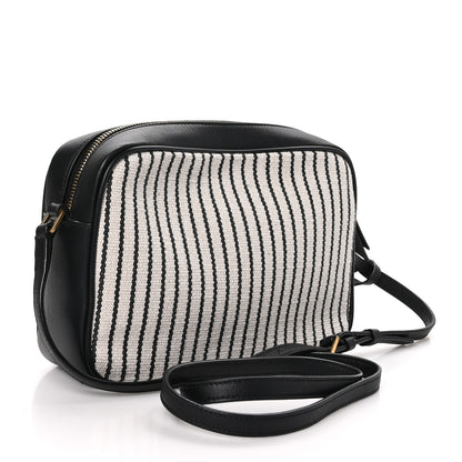 Saint Laurent Canvas Calfskin Monogram Lou Camera Bag Black Grey Cream 3 of 10