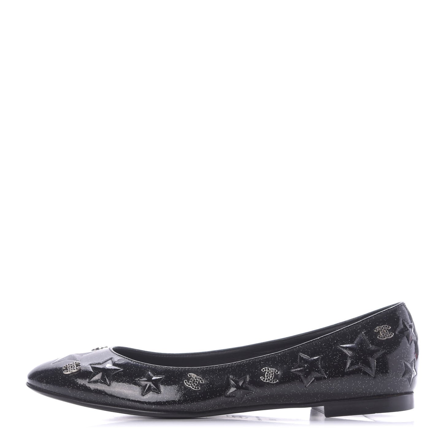 Patent Glitter Flats 38 Black