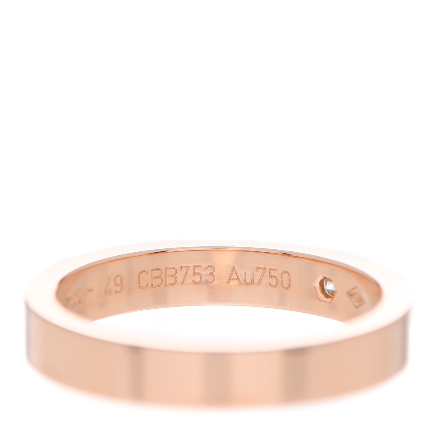 18K Pink Gold Diamond 3mm C De Cartier Wedding Band Ring 49 4.75