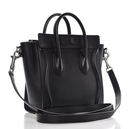 Celine Drummed Calfskin Nano Luggage Black 3 of 10