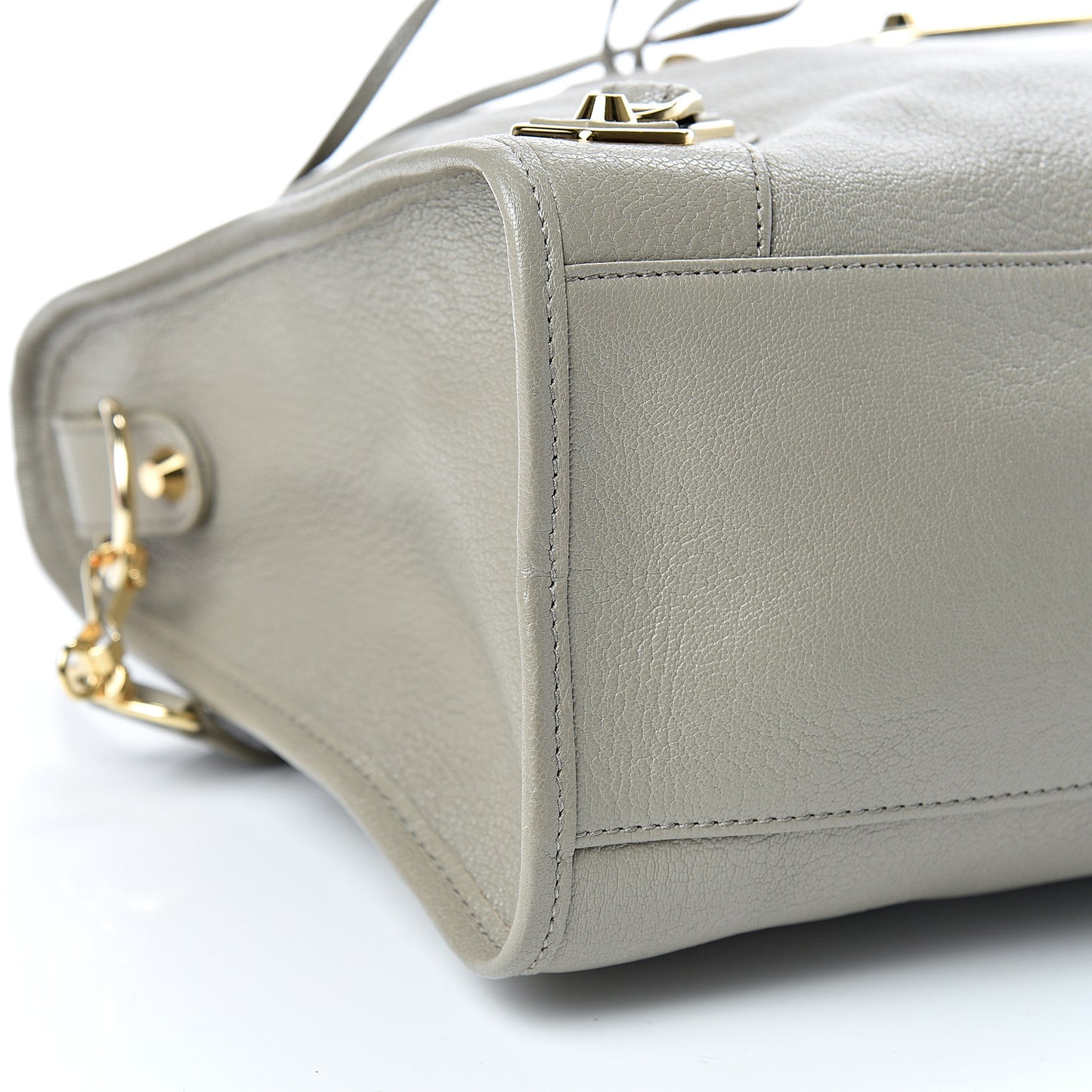 Chevre Gold Metallic Edge Hardware City Gris Taupe