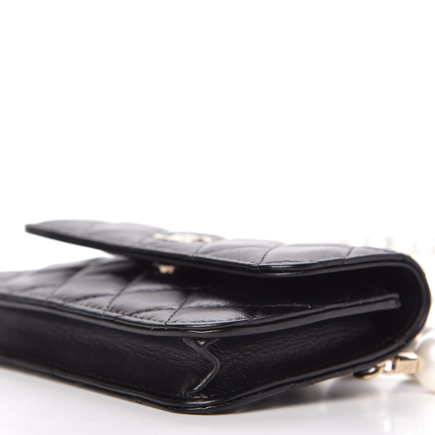 Chanel Calfskin Quilted Maxi Pearls Clutch With Chain Black 7 of 10