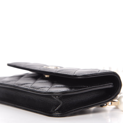Chanel Calfskin Quilted Maxi Pearls Clutch With Chain Black 7 of 10