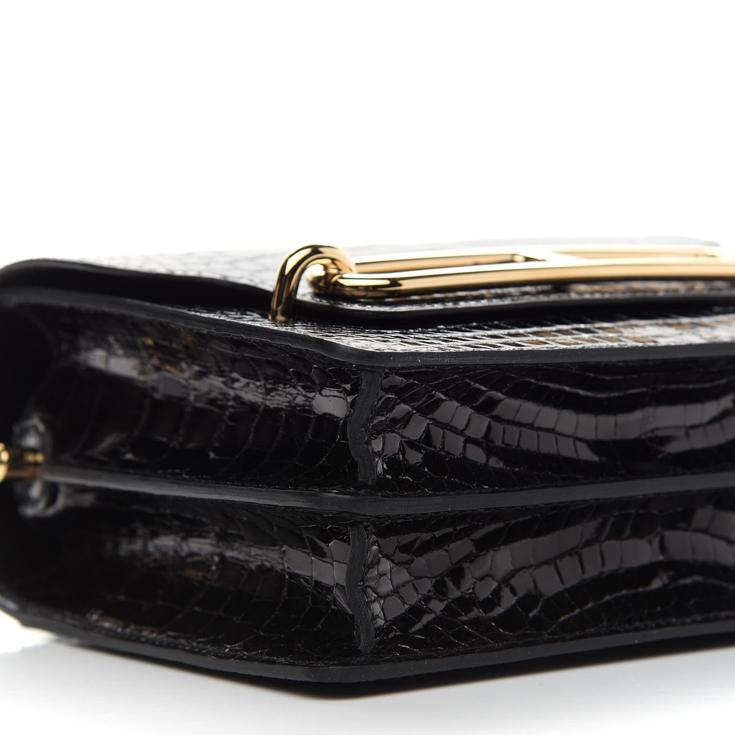 Hermes Shiny Alligator Mini Sac Roulis Black 8 of 9
