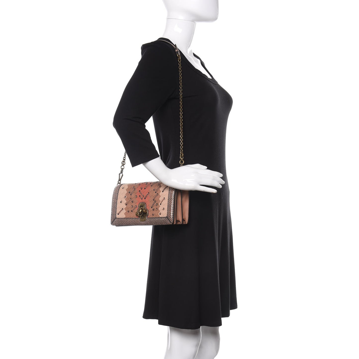 Nappa Ayers Intrecciato Club Stitch Knot Clutch Corallo Cream Mink
