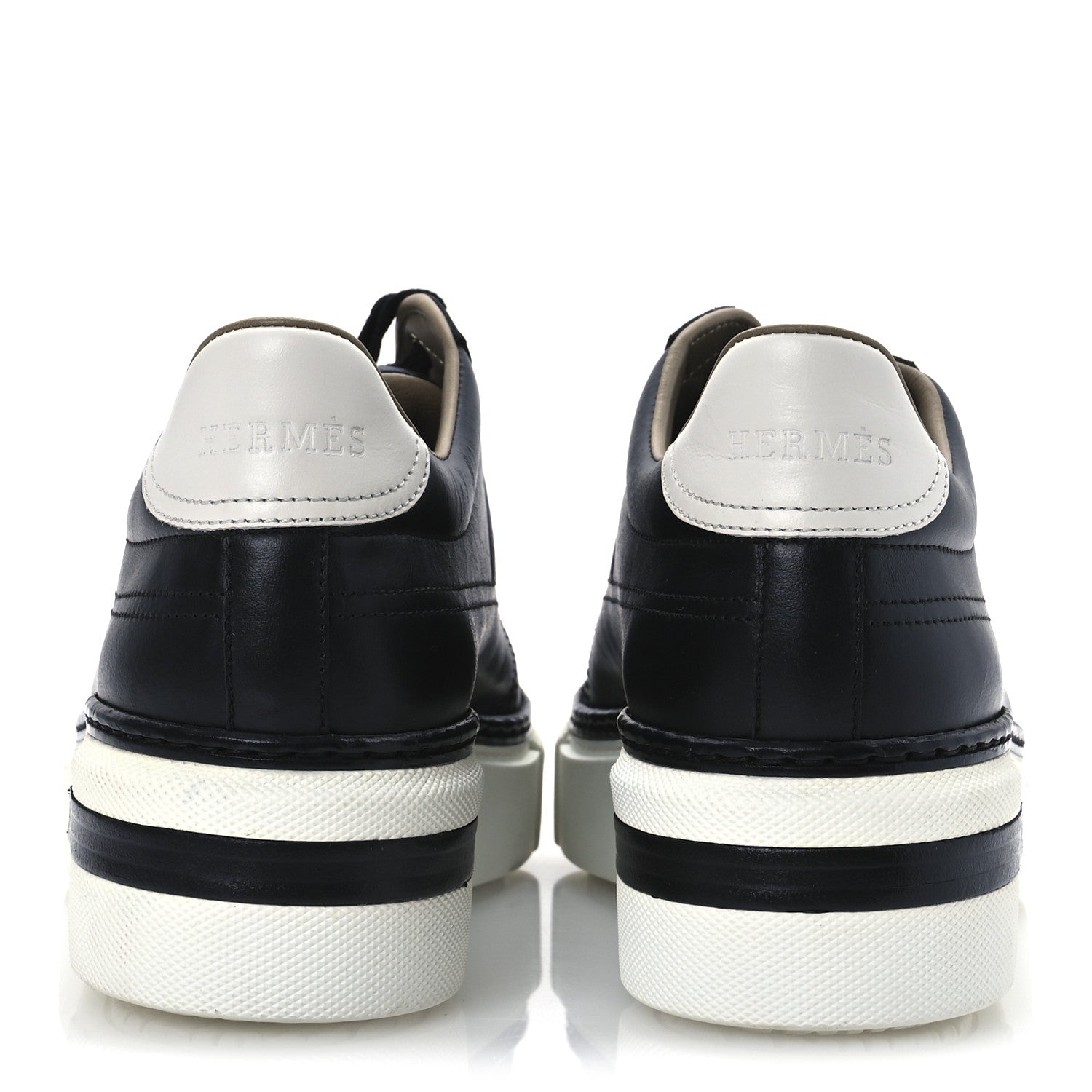 Hermes Calfskin Womens Polo Sneakers 39 Black White 6 of 12