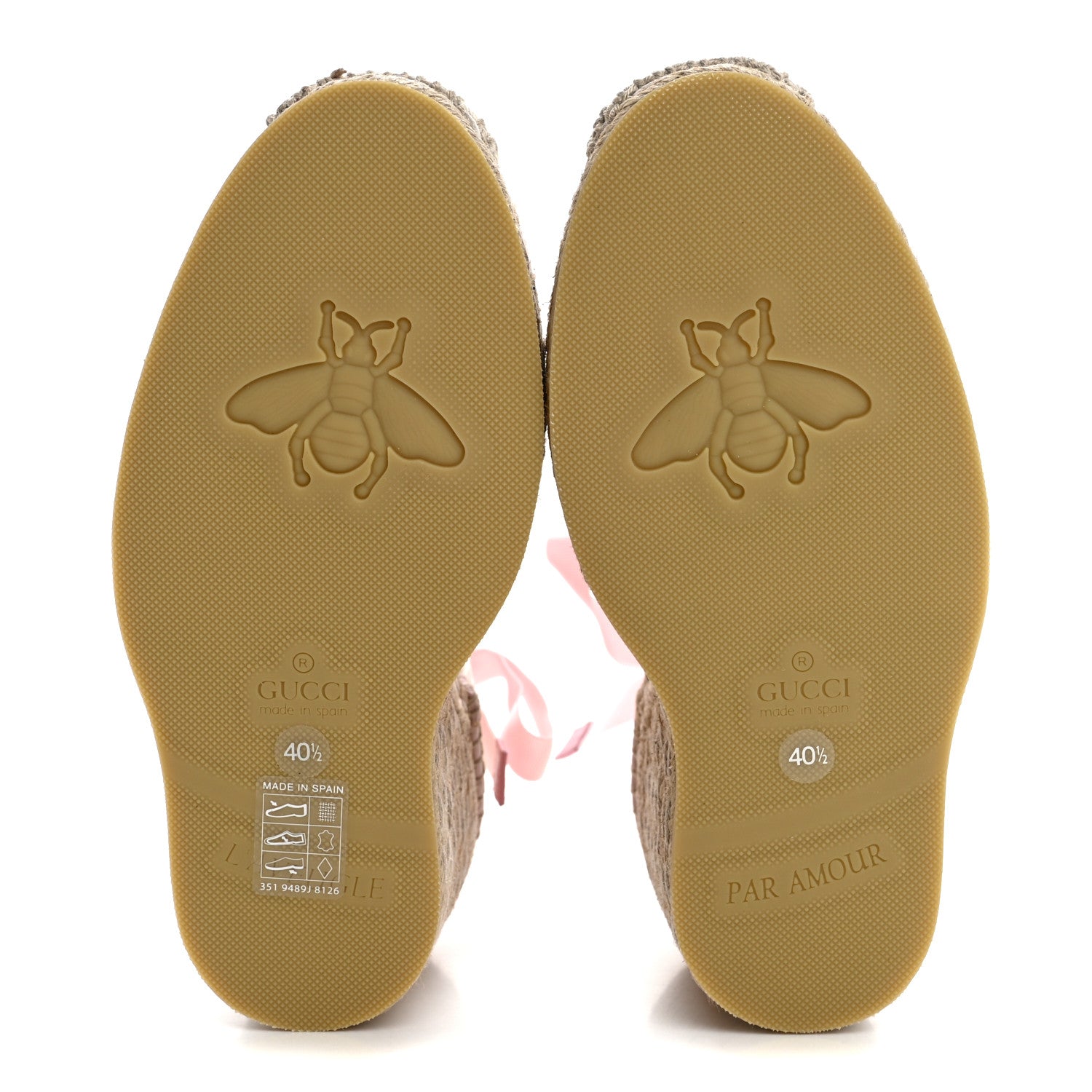 Gucci Canvas Grossgrain Embroidered Judit Ankle Wrap Platform 35/120mm Espadrille Wedges 40.5 White Shell 6 of 10