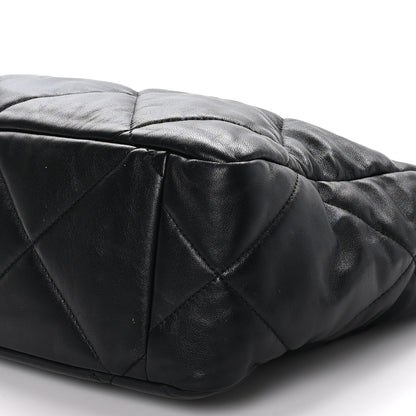 Chanel Lambskin Quilted Chanel 19 East West Shopping Bag Black 10 of 10