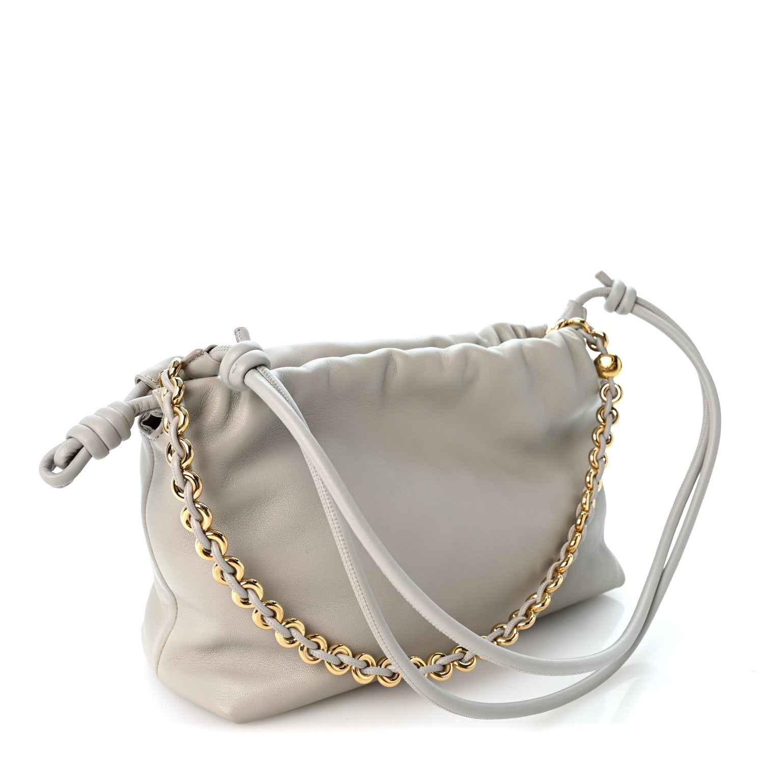 Loewe Mellow Nappa Donut Chain Medium Flamenco Knot Clutch Shell Grey 3 of 10