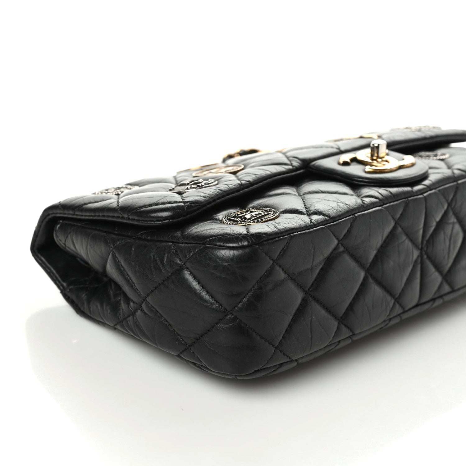 Chanel Aged Calfskin Quilted Medium Medallion Flap Black 7 of 8