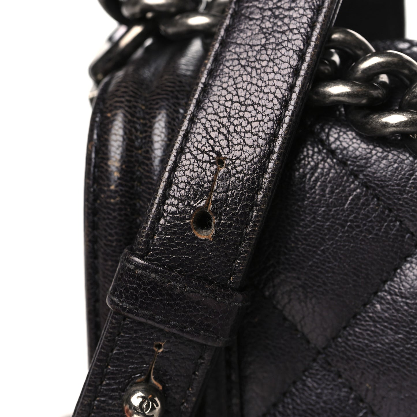 Goatskin Ombre Faded Quilted Small Boy Flap Black Grey