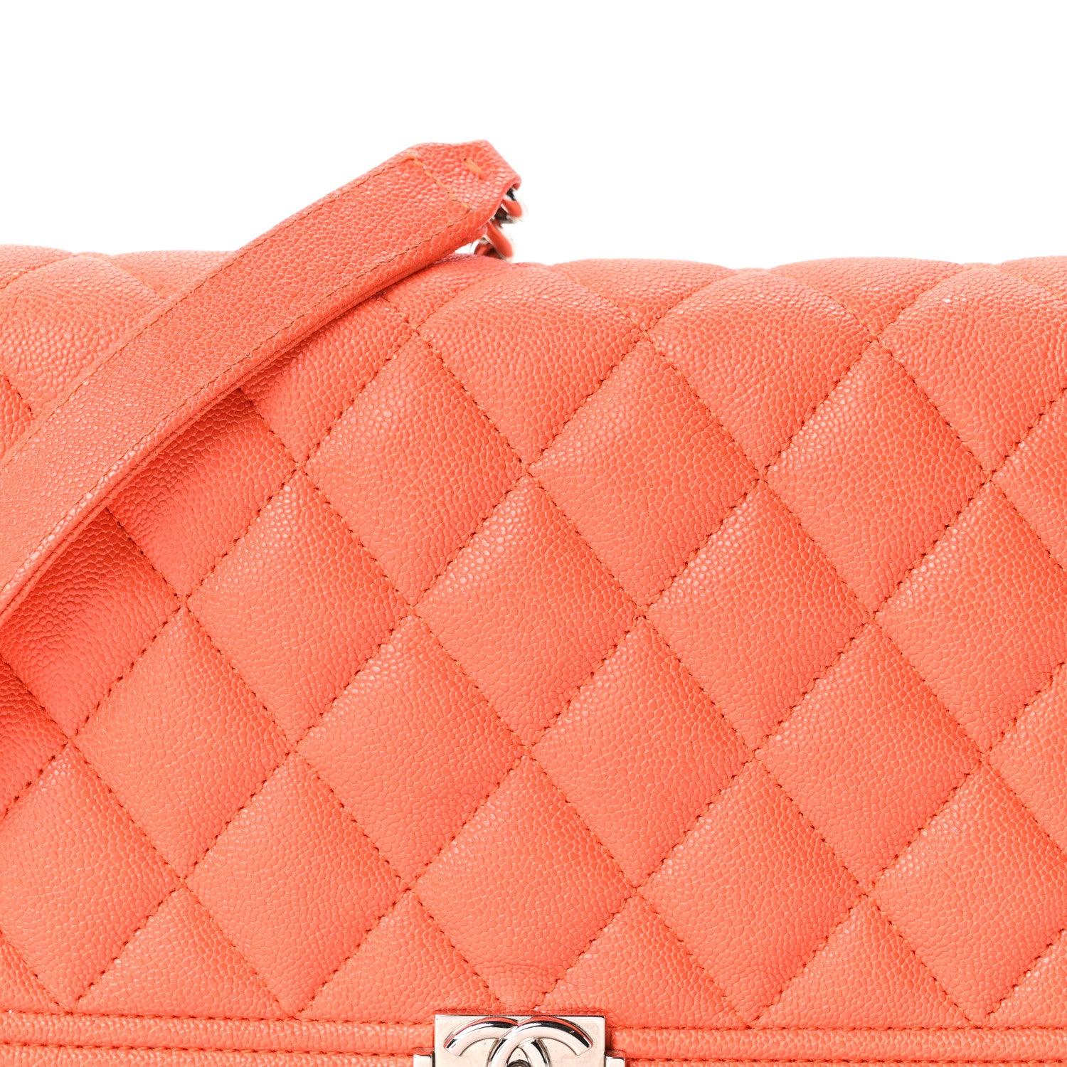 Chanel Caviar Quilted Boy Wallet On Chain WOC Orange 8 of 10